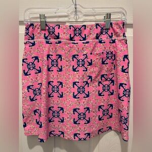 Southwind Apparel Stylish Pink Mini Skirt with Navy Patterns